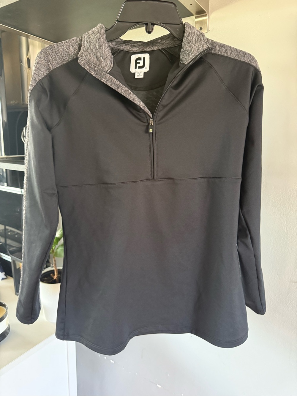 FootJoy Black and Gray Quarter-Zip Turtleneck Pullover